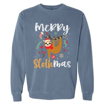 Merry Slothmas Cute Christmas Pajama Sloth Lovers Gift Garment-Dyed Sweatshirt