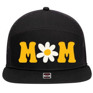 Mom Sunflower Cute Mothers Day 7 Panel Mesh Trucker Snapback Hat