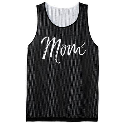 Mom Squared Cute Twin Mom Second Child Announcement Mom^2 Mesh Reversible Basketball Jersey Tank