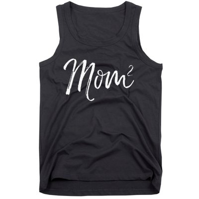 Mom Squared Cute Twin Mom Second Child Announcement Mom^2 Tank Top