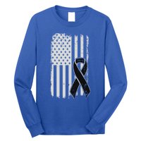 Melanoma Skin Cancer Awareness Gift Vintage American Flag Meaningful Gift Long Sleeve Shirt