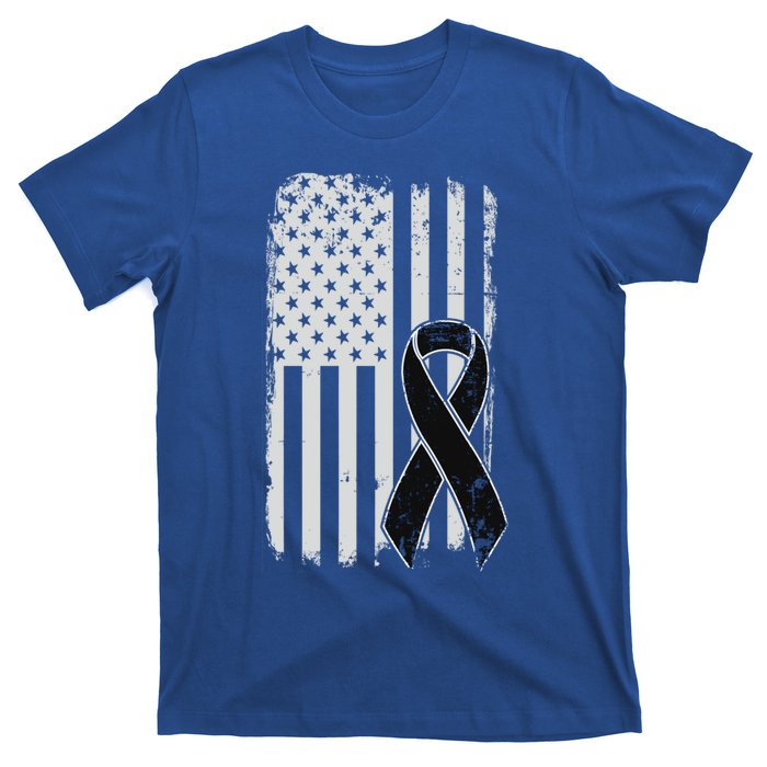 Melanoma Skin Cancer Awareness Gift Vintage American Flag Meaningful Gift T-Shirt