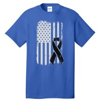 Melanoma Skin Cancer Awareness Gift Vintage American Flag Meaningful Gift Tall T-Shirt