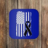 Melanoma Skin Cancer Awareness Gift Vintage American Flag Meaningful Gift Coaster