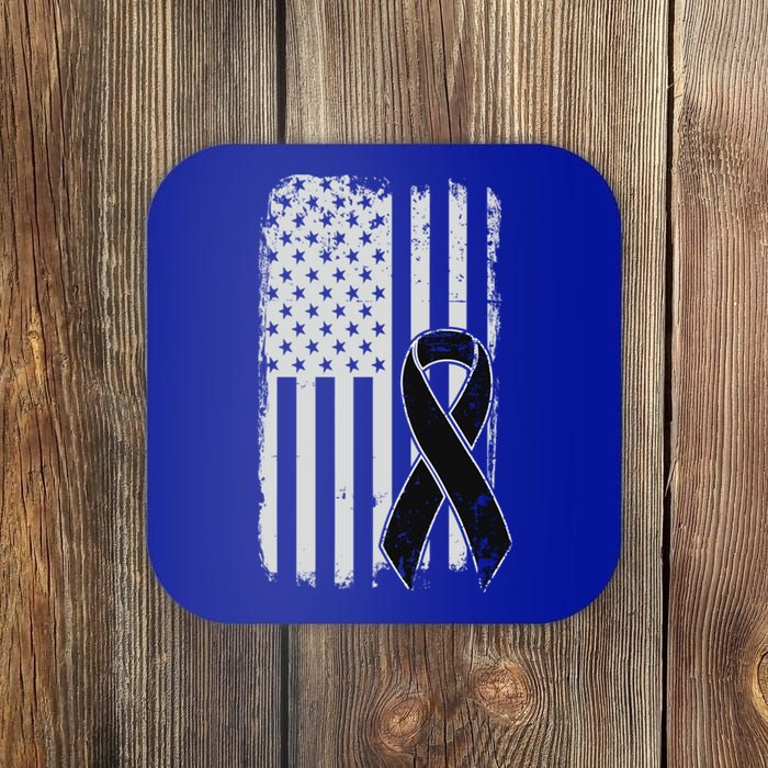 Melanoma Skin Cancer Awareness Gift Vintage American Flag Meaningful Gift Coaster