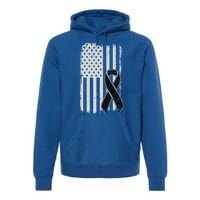 Melanoma Skin Cancer Awareness Gift Vintage American Flag Meaningful Gift Premium Hoodie