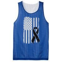 Melanoma Skin Cancer Awareness Gift Vintage American Flag Meaningful Gift Mesh Reversible Basketball Jersey Tank