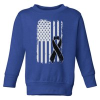 Melanoma Skin Cancer Awareness Gift Vintage American Flag Meaningful Gift Toddler Sweatshirt