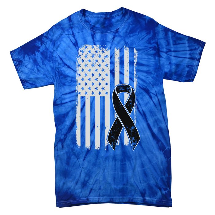 Melanoma Skin Cancer Awareness Gift Vintage American Flag Meaningful Gift Tie-Dye T-Shirt