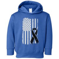 Melanoma Skin Cancer Awareness Gift Vintage American Flag Meaningful Gift Toddler Hoodie