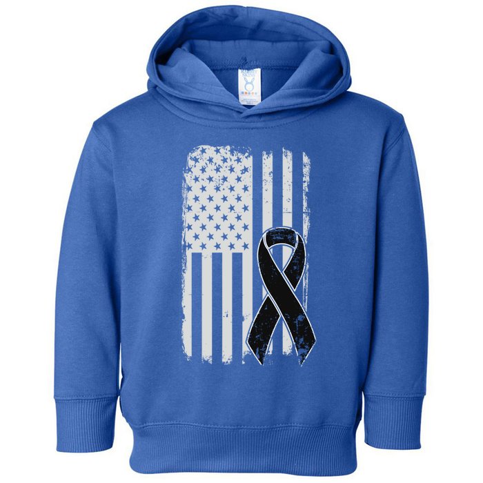 Melanoma Skin Cancer Awareness Gift Vintage American Flag Meaningful Gift Toddler Hoodie