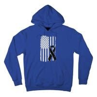 Melanoma Skin Cancer Awareness Gift Vintage American Flag Meaningful Gift Tall Hoodie