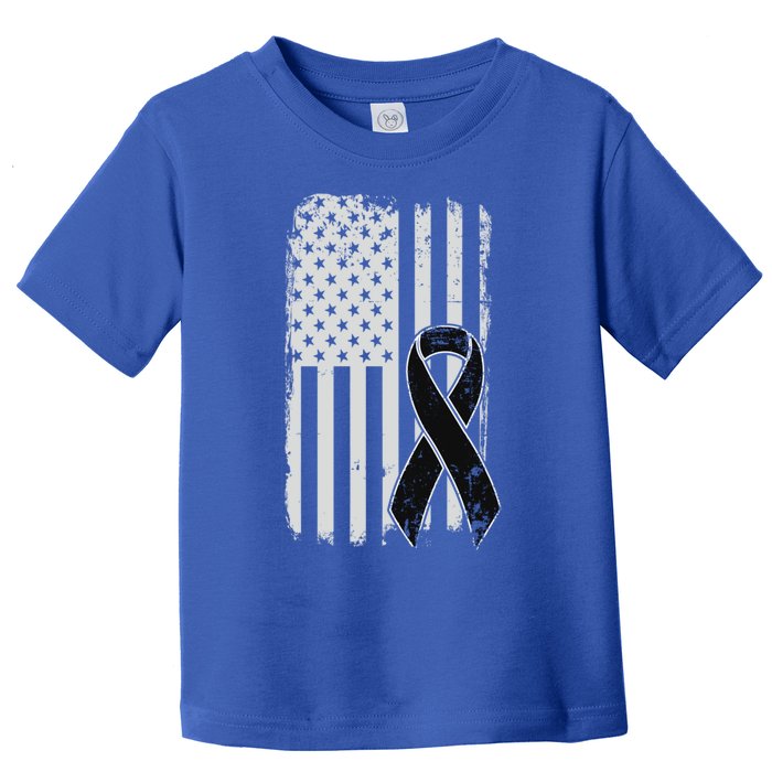 Melanoma Skin Cancer Awareness Gift Vintage American Flag Meaningful Gift Toddler T-Shirt