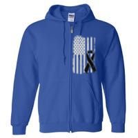 Melanoma Skin Cancer Awareness Gift Vintage American Flag Meaningful Gift Full Zip Hoodie