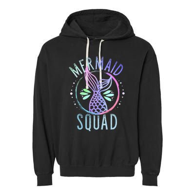 Mermaid Squad Cute Funny Family Birthday Party Garment-Dyed Fleece Hoodie