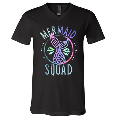 Mermaid Squad Cute Funny Family Birthday Party V-Neck T-Shirt