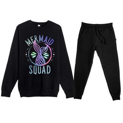 Mermaid Squad Cute Funny Family Birthday Party Premium Crewneck Sweatsuit Set