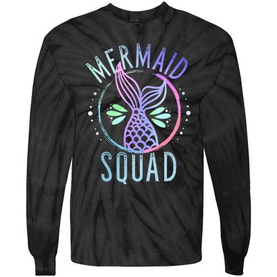 Mermaid Squad Cute Funny Family Birthday Party Tie-Dye Long Sleeve Shirt