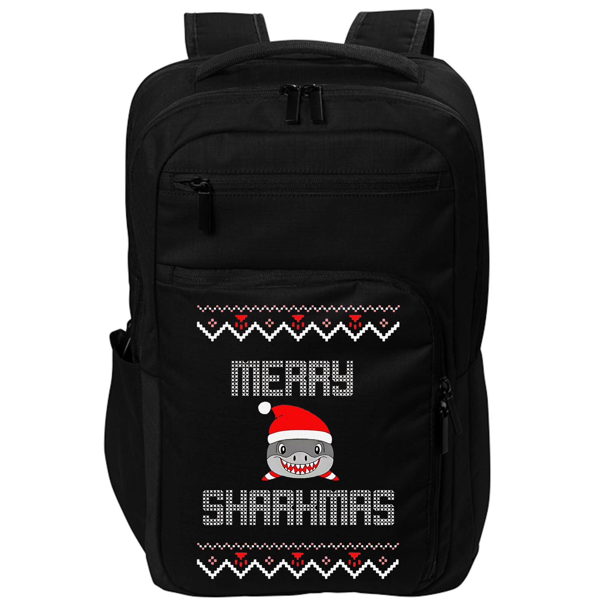 Merry Sharkmas Christmas Funny Shark Ugly Xmas Impact Tech Backpack