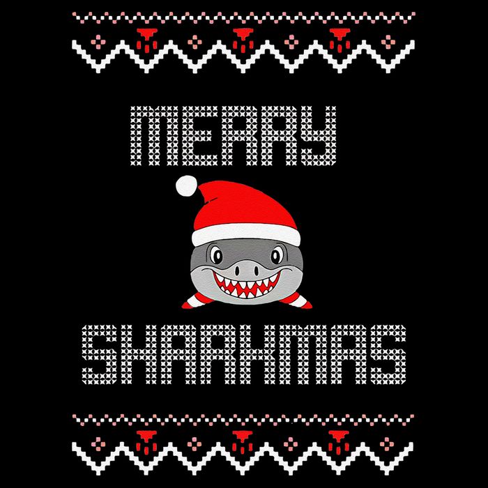 Merry Sharkmas Christmas Funny Shark Ugly Xmas 16 in Basic Backpack