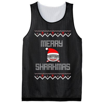 Merry Sharkmas Christmas Funny Shark Ugly Xmas Mesh Reversible Basketball Jersey Tank