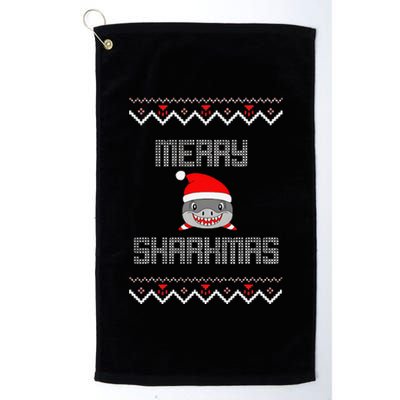 Merry Sharkmas Christmas Funny Shark Ugly Xmas Platinum Collection Golf Towel