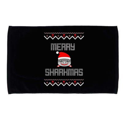 Merry Sharkmas Christmas Funny Shark Ugly Xmas Microfiber Hand Towel