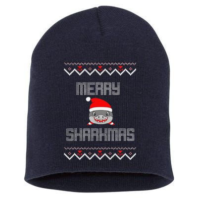 Merry Sharkmas Christmas Funny Shark Ugly Xmas Short Acrylic Beanie