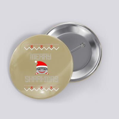 Merry Sharkmas Christmas Funny Shark Ugly Xmas Button