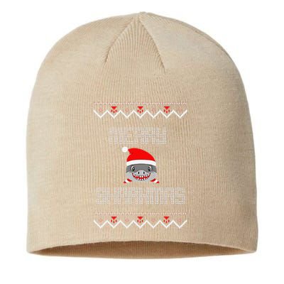 Merry Sharkmas Christmas Funny Shark Ugly Xmas Sustainable Beanie