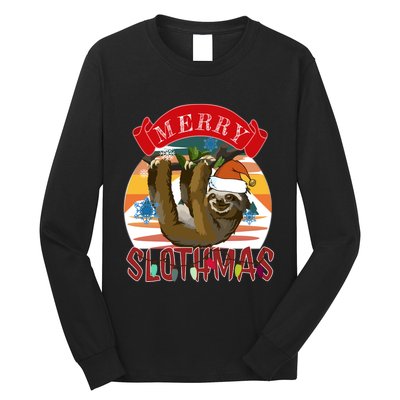 Merry Slothmas Christmas Pajama Gift Funny Sloth Lovers Gift Long Sleeve Shirt