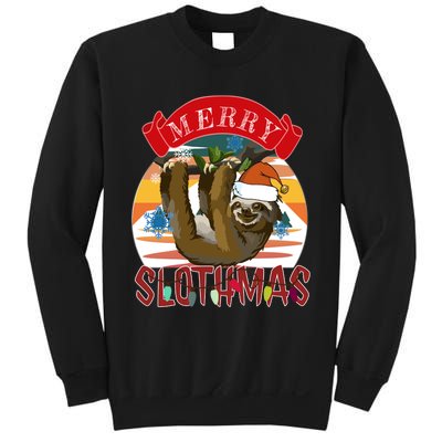 Merry Slothmas Christmas Pajama Gift Funny Sloth Lovers Gift Sweatshirt