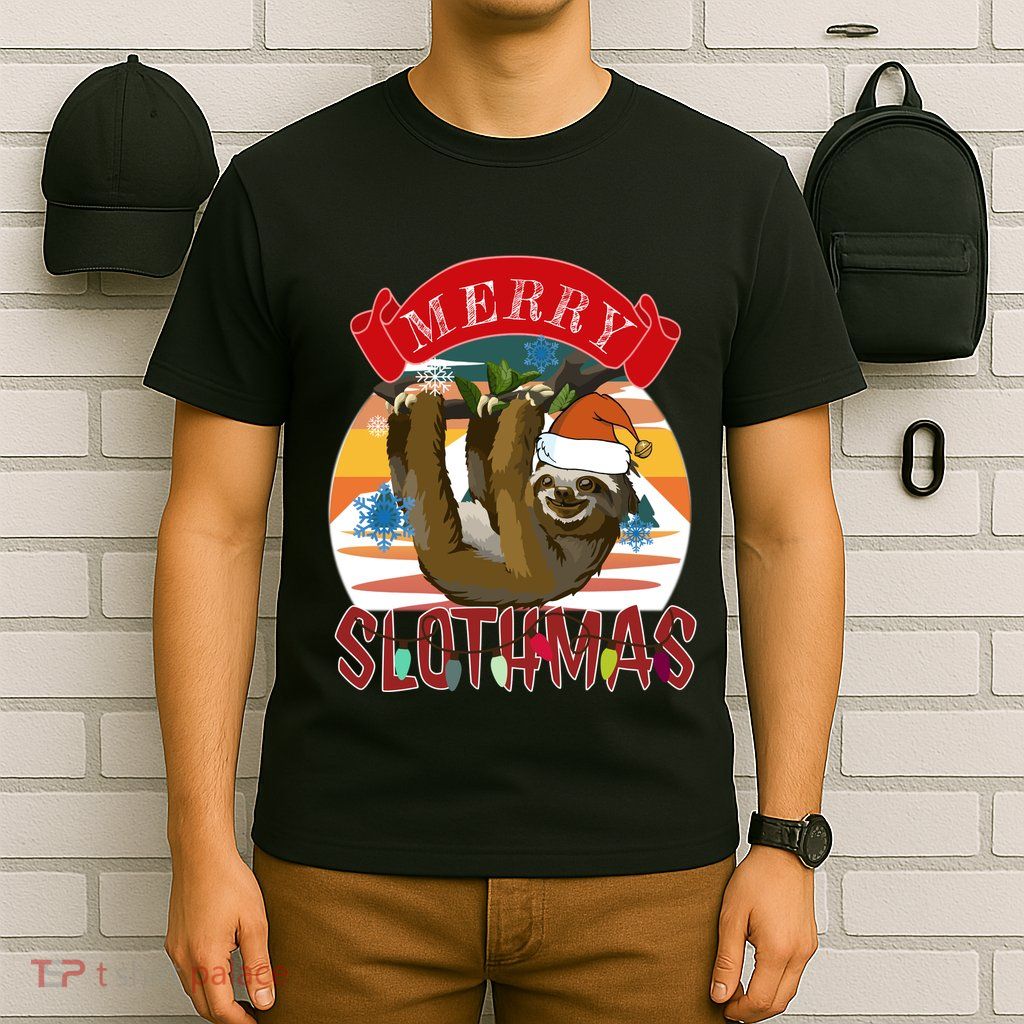 Merry Slothmas Christmas Pajama Gift Funny Sloth Lovers Gift T-Shirt