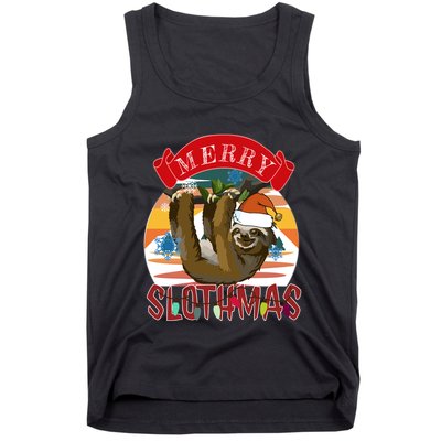 Merry Slothmas Christmas Pajama Gift Funny Sloth Lovers Gift Tank Top