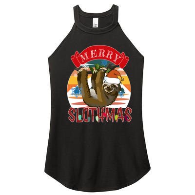 Merry Slothmas Christmas Pajama Gift Funny Sloth Lovers Gift Women’s Perfect Tri Rocker Tank