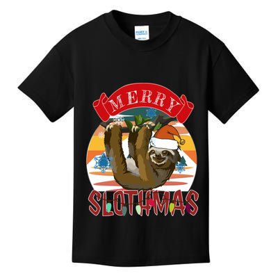 Merry Slothmas Christmas Pajama Gift Funny Sloth Lovers Gift Kids T-Shirt
