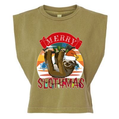 Merry Slothmas Christmas Pajama Gift Funny Sloth Lovers Gift Garment-Dyed Women's Muscle Tee