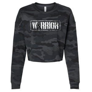 Melanoma Skin Cancer Warrior Gift Black Military Style Ribbon Funny Gift Cropped Pullover Crew