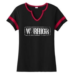 Melanoma Skin Cancer Warrior Gift Black Military Style Ribbon Funny Gift Ladies Halftime Notch Neck Tee