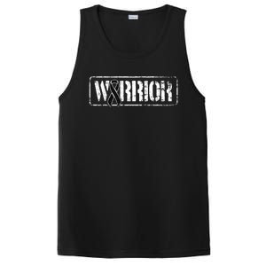 Melanoma Skin Cancer Warrior Gift Black Military Style Ribbon Funny Gift PosiCharge Competitor Tank