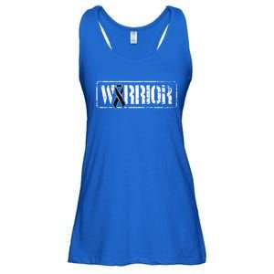 Melanoma Skin Cancer Warrior Gift Black Military Style Ribbon Funny Gift Ladies Essential Flowy Tank