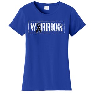 Melanoma Skin Cancer Warrior Gift Black Military Style Ribbon Funny Gift Women's T-Shirt