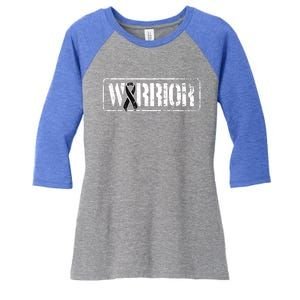 Melanoma Skin Cancer Warrior Gift Black Military Style Ribbon Funny Gift Women's Tri-Blend 3/4-Sleeve Raglan Shirt