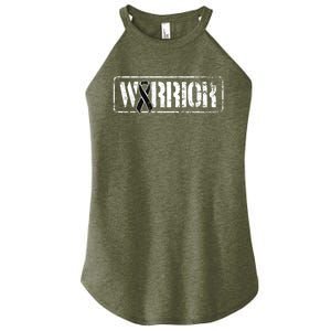 Melanoma Skin Cancer Warrior Gift Black Military Style Ribbon Funny Gift Women's Perfect Tri Rocker Tank