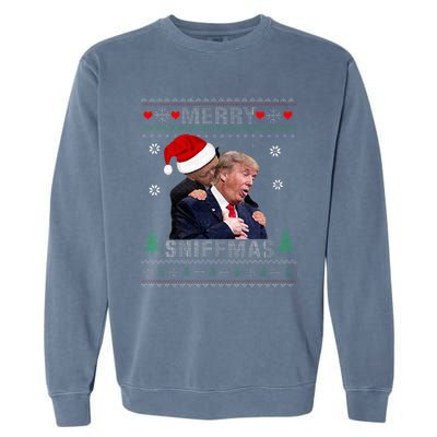 Merry Sniffmas Christmas Anti Biden Ugly Christmas Sweater  Garment-Dyed Sweatshirt