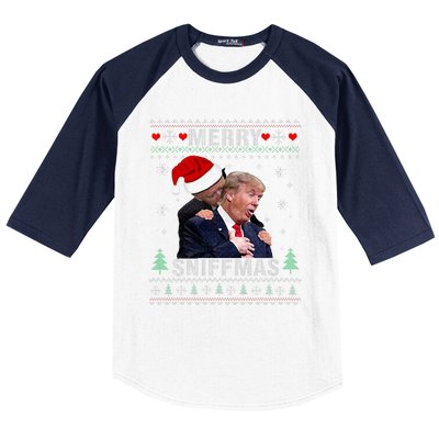 Merry Sniffmas Christmas Anti Biden Ugly Christmas Sweater  Baseball Sleeve Shirt