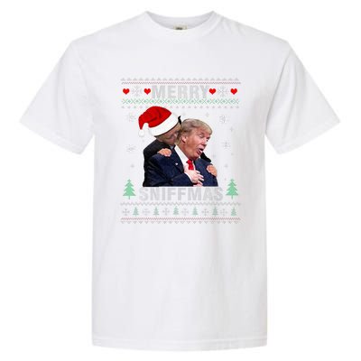 Merry Sniffmas Christmas Anti Biden Ugly Christmas Sweater  Garment-Dyed Heavyweight T-Shirt