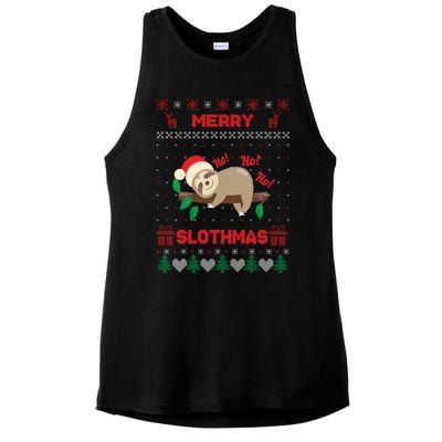 Merry Slothmas Christmas Funny Sloth Xmas Design Funny Gift Ladies PosiCharge Tri-Blend Wicking Tank