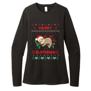 Merry Slothmas Christmas Funny Sloth Xmas Design Funny Gift Womens CVC Long Sleeve Shirt