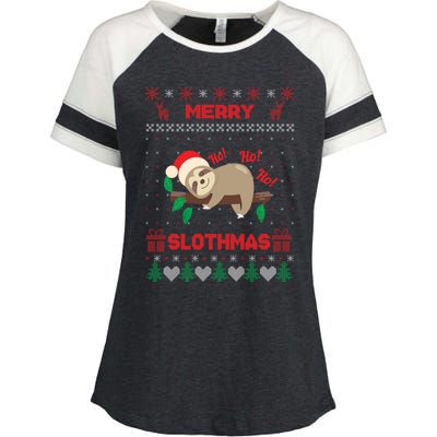 Merry Slothmas Christmas Funny Sloth Xmas Design Funny Gift Enza Ladies Jersey Colorblock Tee